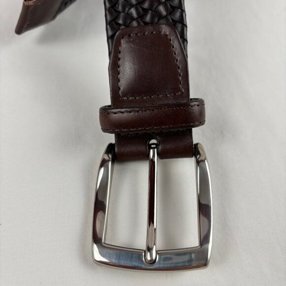 TORINO Men's Belt Size 34 Brown Woven Braided Leather Made USA - Picture 2 of 10